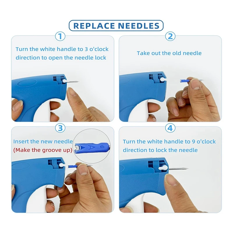 ケース付き衣類用タギングガン、バーブファスナー、衣類の値札、6本の針と1550個、1インチ