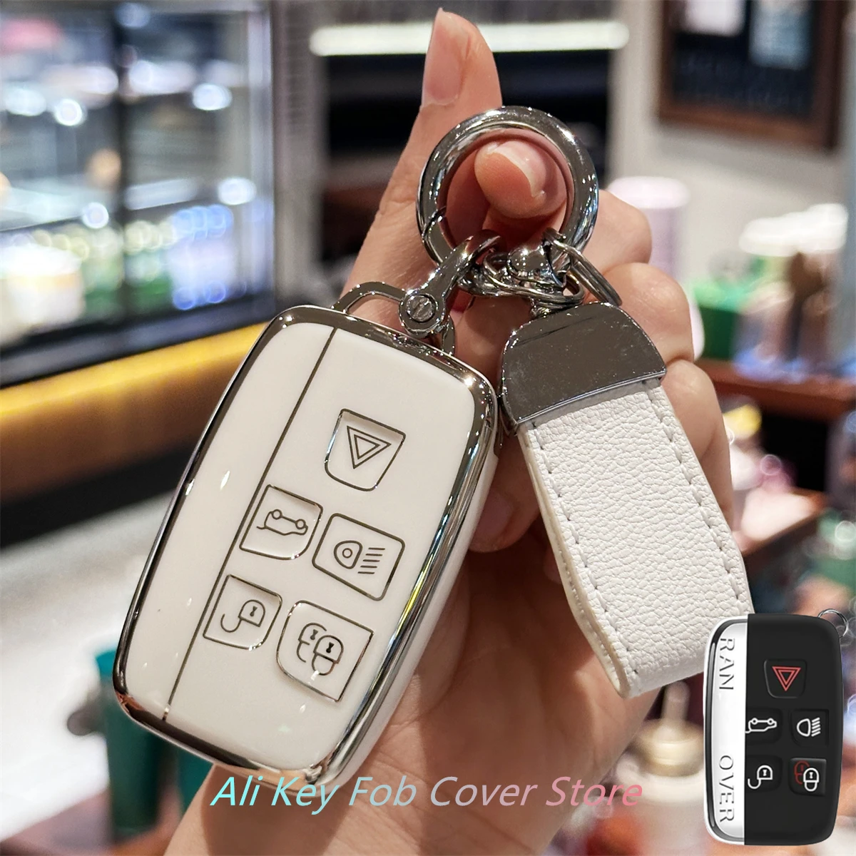 Key Fob Cover for Evoque Velar Sport Discovery Freelander2 LR4 Land Rover Sport Jaguar XF XJ XE F-PACE F-Type Lanyard