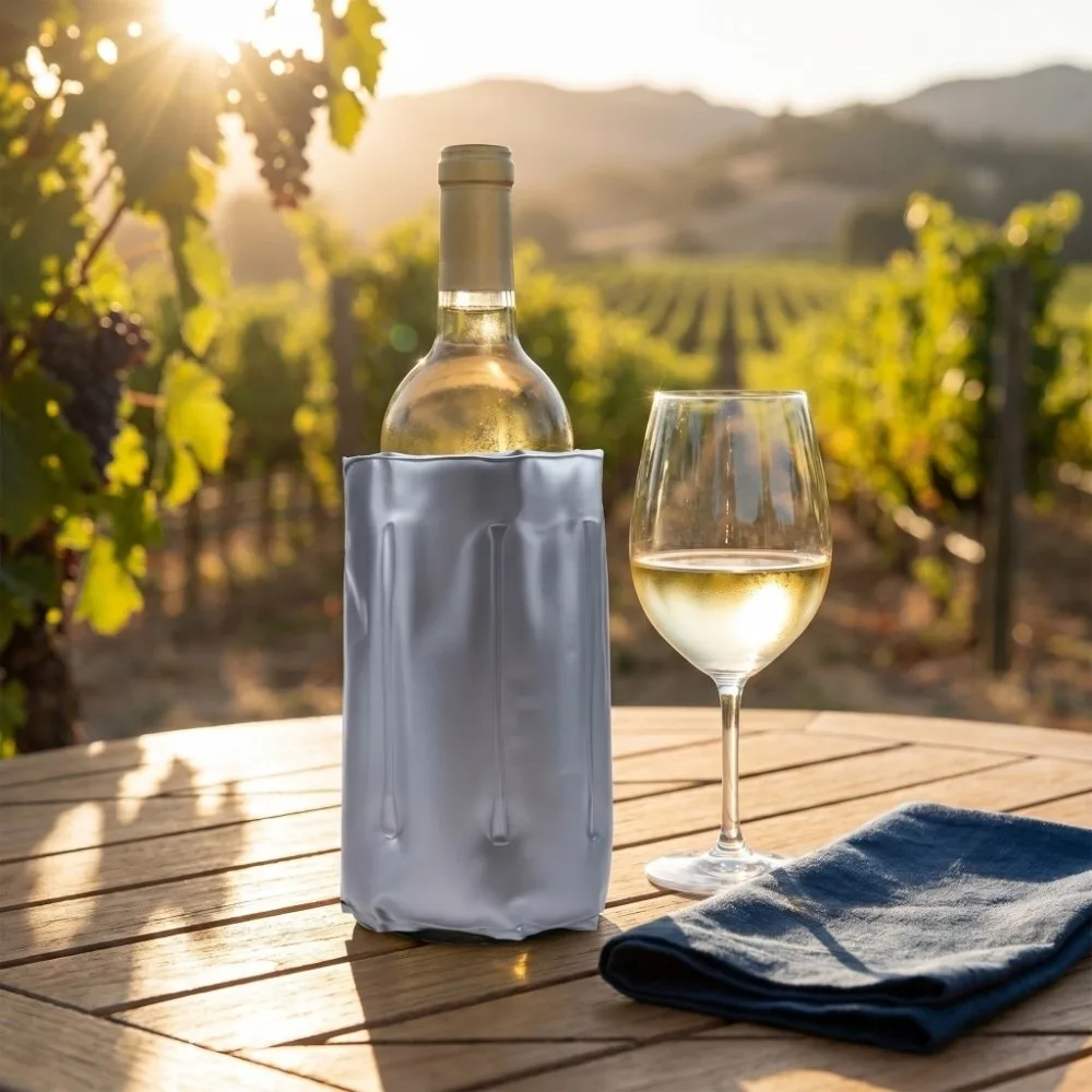 Reusable Wine Cooler Bag Gray Thermal Insulated Wine Chiller Sleeve Portable Quick-cooling Insulated Wine Cooler Sleeve Outdoor - view 2