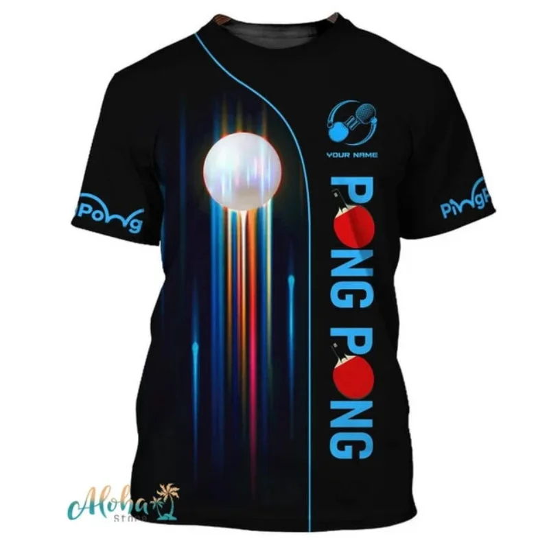 Full Print Ping Pong Tshirts For Men Summer Short Sleeve Crew Neck Table Tennis Tshirts Clothes Mens Plus Size Tee Shirts Tops