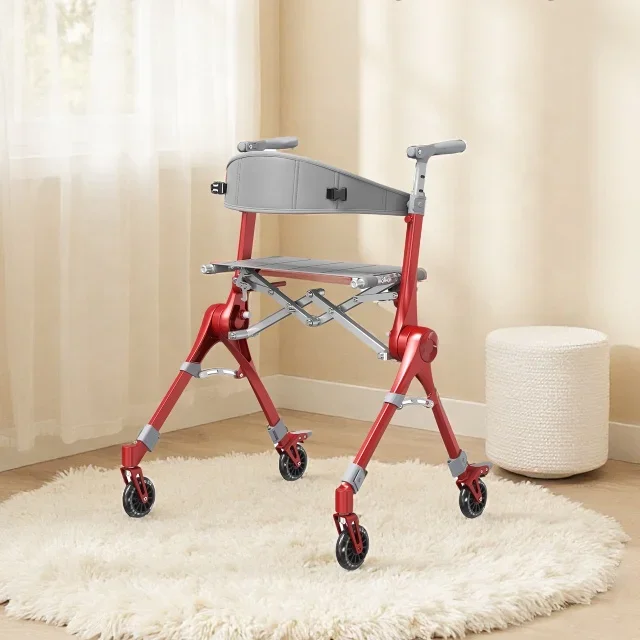 Rollator Walker Lightweight Foldable Magnesium Alloy Medical Rehabilitation Mobility Aid for Seniors