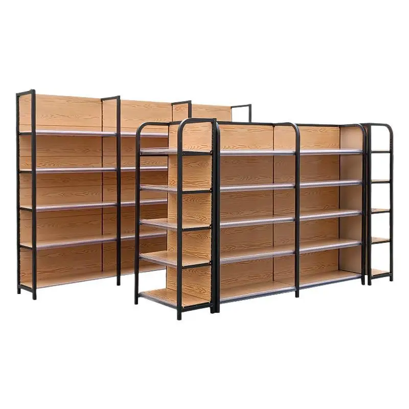 Supermarket shelves Convenience store snacks display racks Thickened wood grain steel Stable load-bearing stationery racks Multi