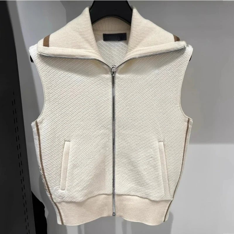 Autumn new golf clothing women's temperament windproof logo knitted jacket lapel zipper sleeveless vest