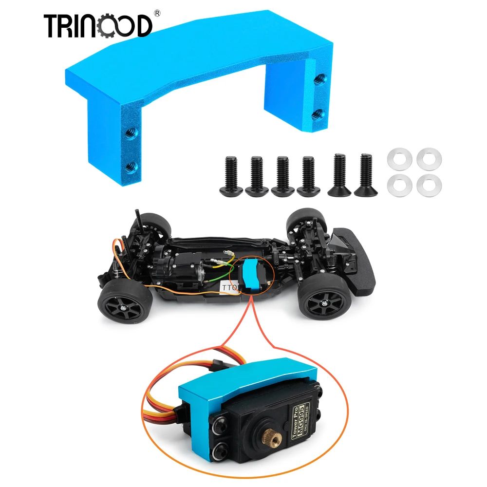 TRINOOD Metal Servo Mount Mounting Base Holder For 1/10 RC Car Tamiya TT-02 TT02 Upgrade Replacement Parts