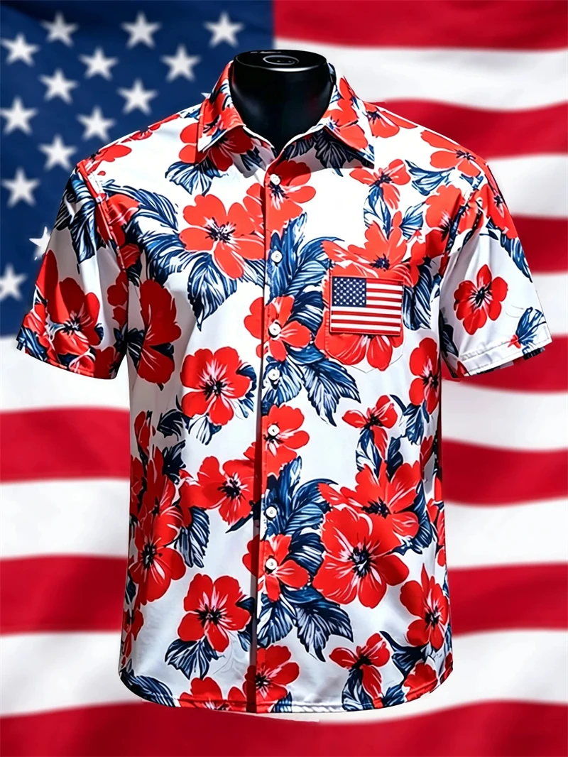 

Mens Shirts1776-2026 250 Years Of Freedom US Independence Hawaiian Shirt Button Up Patriotic Print Plus Size Shirt Dropshipping