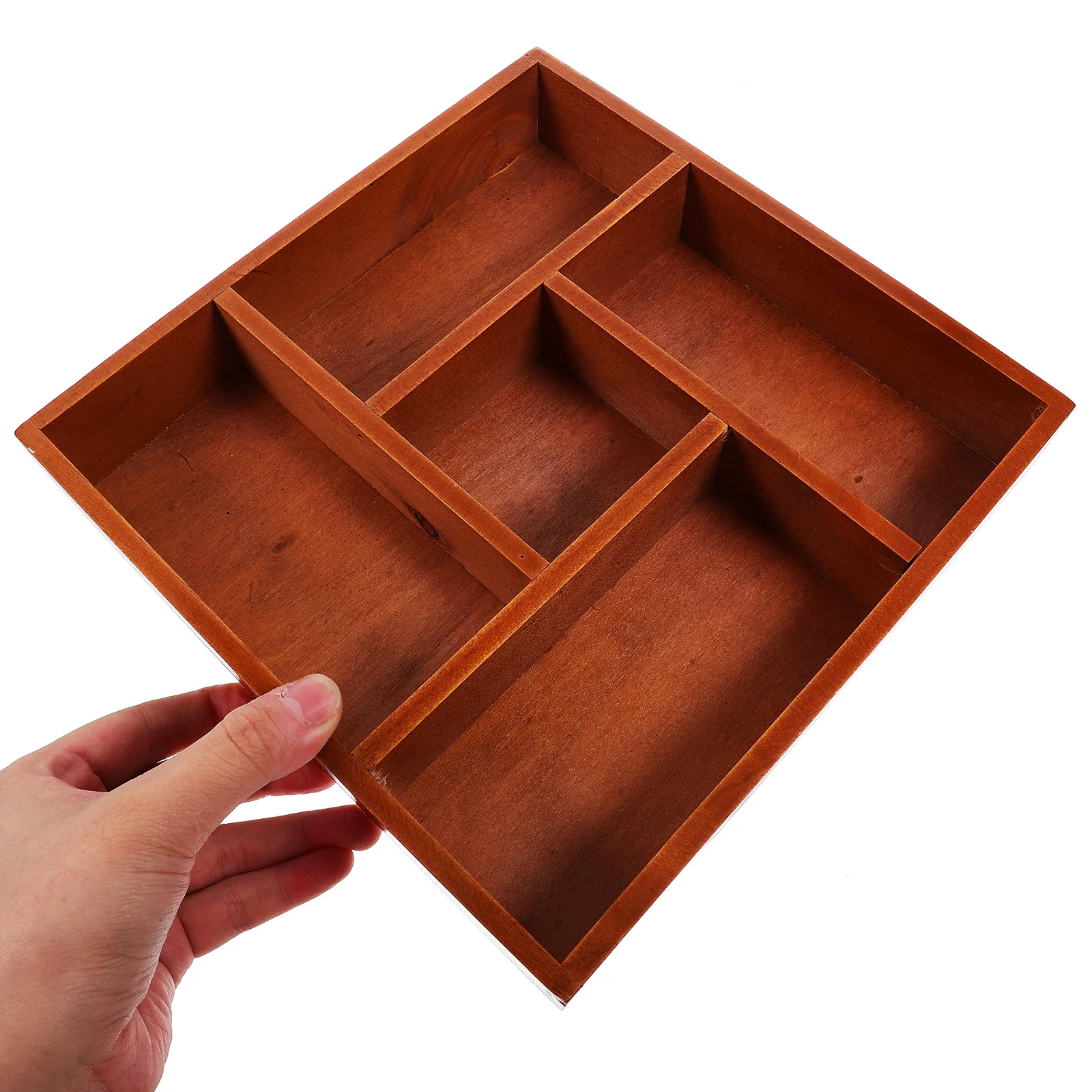 Multi-compartment Wooden Storage Box Vanity Table Stool Makeup Organizer for Drawer Dresser