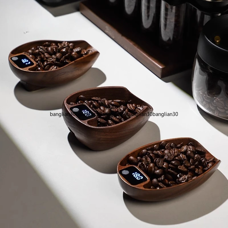 

Walnut Electronic Intelligent Small Italian Coffee Weighing Bean Scale for Hand Brewing Bean Plate