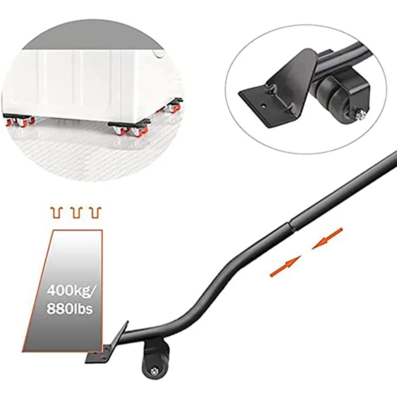 A33R-1Set Furniture Moving Tool, With 4 Wheels And Portable Lift, For Moving Furniture, Refrigerators, Sofas Black 880 Lbs