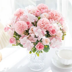Artificial Flower Silk Rose Chrysanthemum Bride Bouquet Wedding Outdoor Garden Home Vase Table Decor Wreath DIY Gift Accessorie