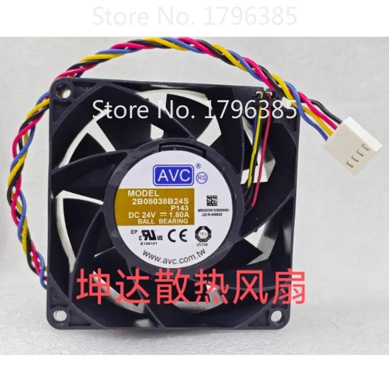 

New Cooler Fan for AVC 2B08038B24S DC24V 1.80A 8CM Server Fan 8038 80*80*38mm