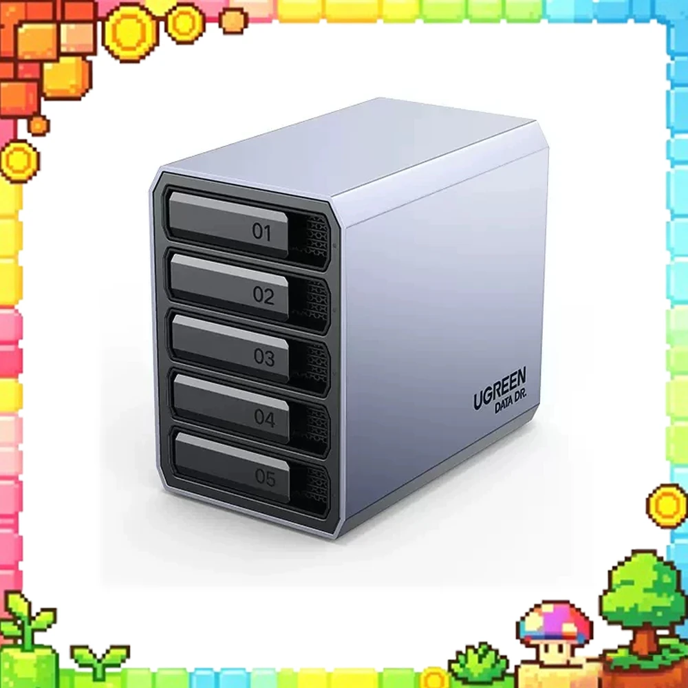 UGREEN 30788 5-Bay 3.5 inch HDD RAID Enclosure USB-C 100TB Expansion 8 RAID Modes Aluminum Housing Dual Fan Cooling