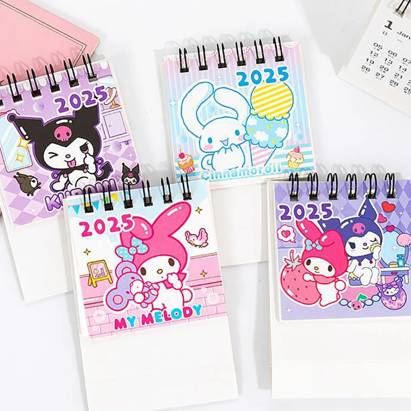 2025 Desktop Paper Mini Calendar Dual Daily Scheduler Table Planner Yearly Agenda Organizer Melody Kuromi Cinnamoroll Christmas