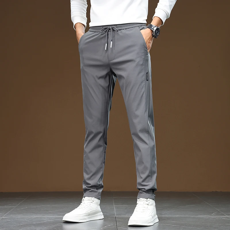 

Осень-зима, мужские повседневные брюки, облегающие рабочие брюки с эластичной резинкой на талии, уличные толстые длинные брюки, спортивные штаны, мужские большие размеры 28-38