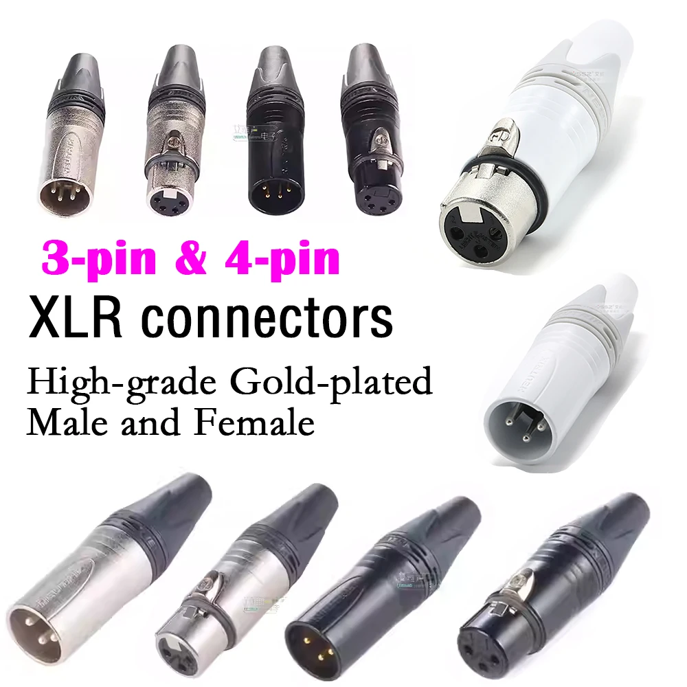 

3/4 Pin XLR Plug Male Female Gold / Silver Plating Cable Connector Microphone Audio NC3MXX NC3MXX-B NC4FXX NC4FXX-B