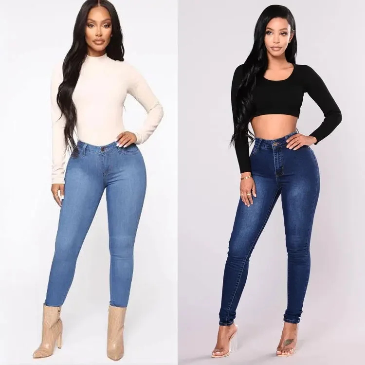 Jeans Pencil Pant Women Sheath Slim Fit Trousers Tight High Waist Long Pants Splice Y2k Mom Regular Autumn Bodycon Office Ladies