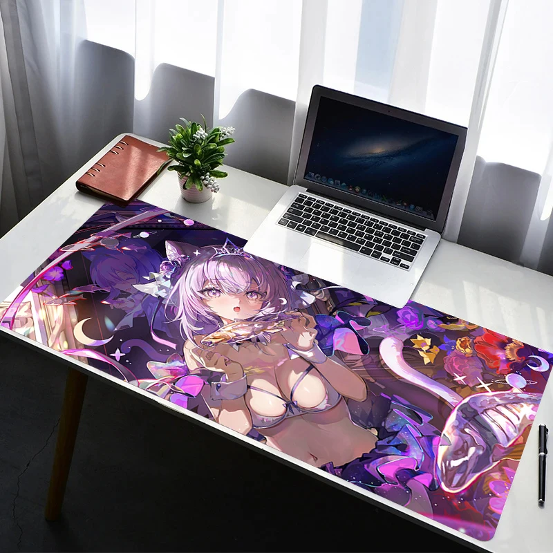 

Mouse Pad Laptop Non Slip Extended Desktop Mouse Mat PC Rubber HD Cat Ears Anime Girl Keyboard Pad Gaming Accessories Mousepad
