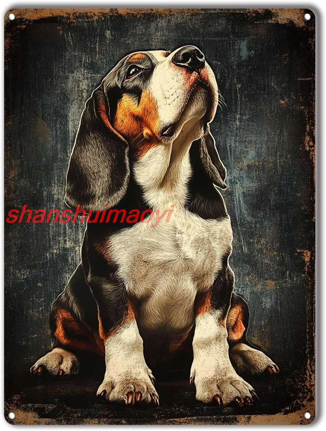 Metal Tin Sign An Angelic Basset Hound In Prayer For Bedroom Modern Fashion Office Wall Decor 12.00