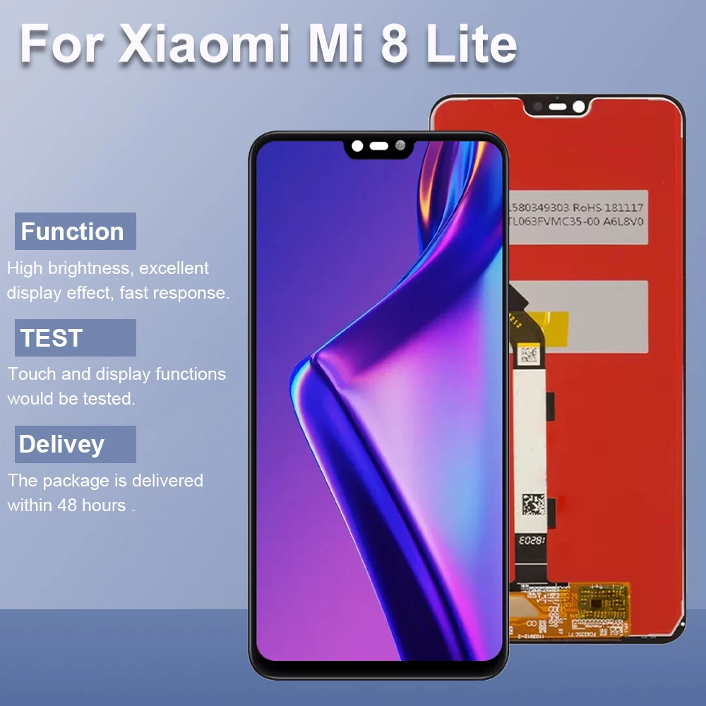 

ЖК-дисплей 6,26 дюйма для Xiaomi Mi 8 Lite/M1808D2TG, сенсорный экран с дигитайзером и рамкой для Xiaomi Mi8 Lite