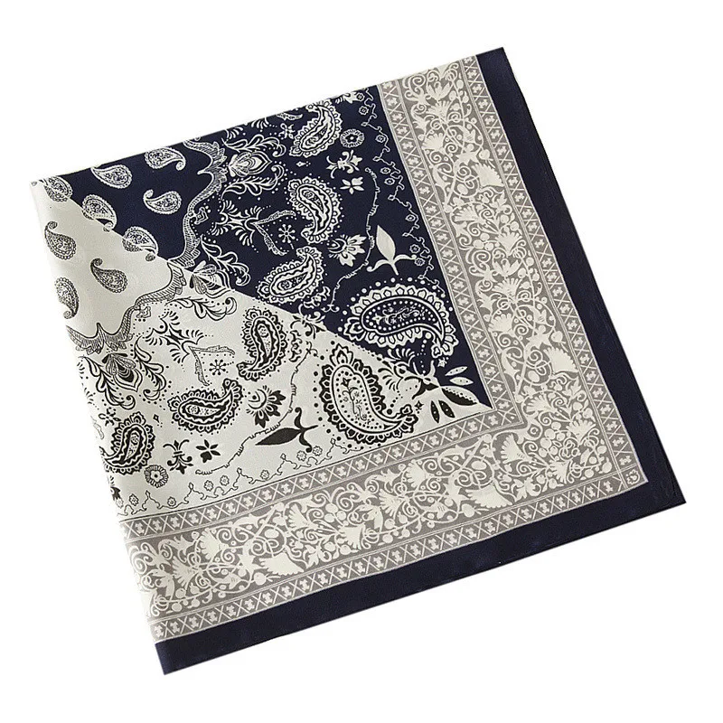 MENGLINXI 60cm*60cm 2024 Fashion Women Luxury Brand Twill Silk Scarf Bandanna Paisley Print Small Square Scarves Hijab Headband