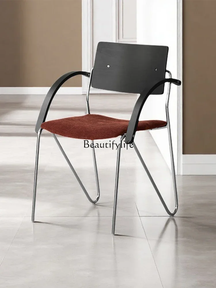 

4 Medieval style armrest dining chair soft bag backrest stackable negotiation chair