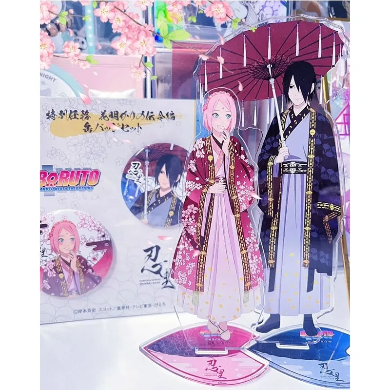 NARUTO Acryl-Standfigur Haruno Sakura Uchiha Sasuke Anime-Zubehör Niedliche Kreativmodellierung 10cm Desktop-Ornament Neu