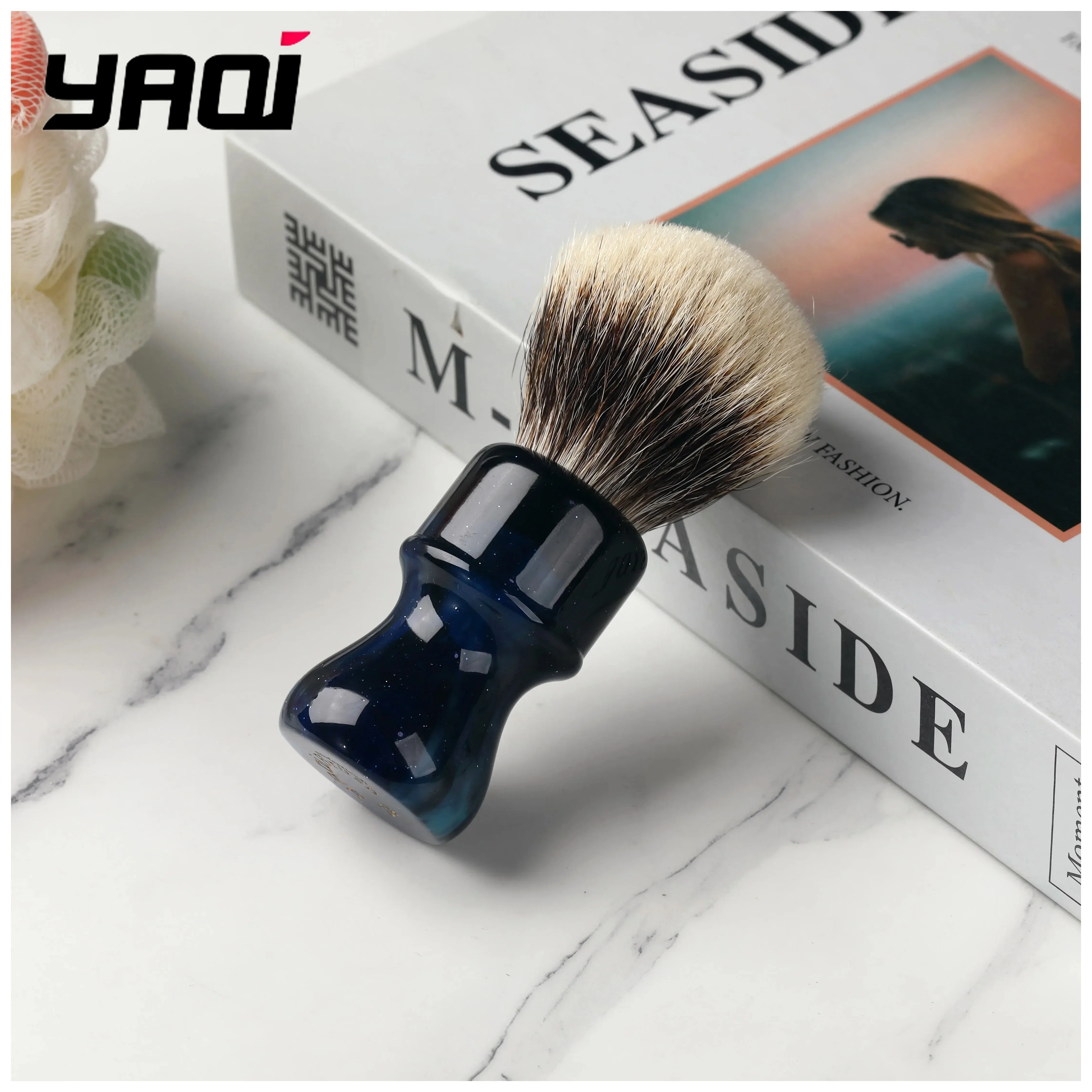YAQI 24MM Mysterious Space Color Handle Two Band Hair Knot Shaving Brush Men Shaving Products Wet Shave Tools Best Gift for Men