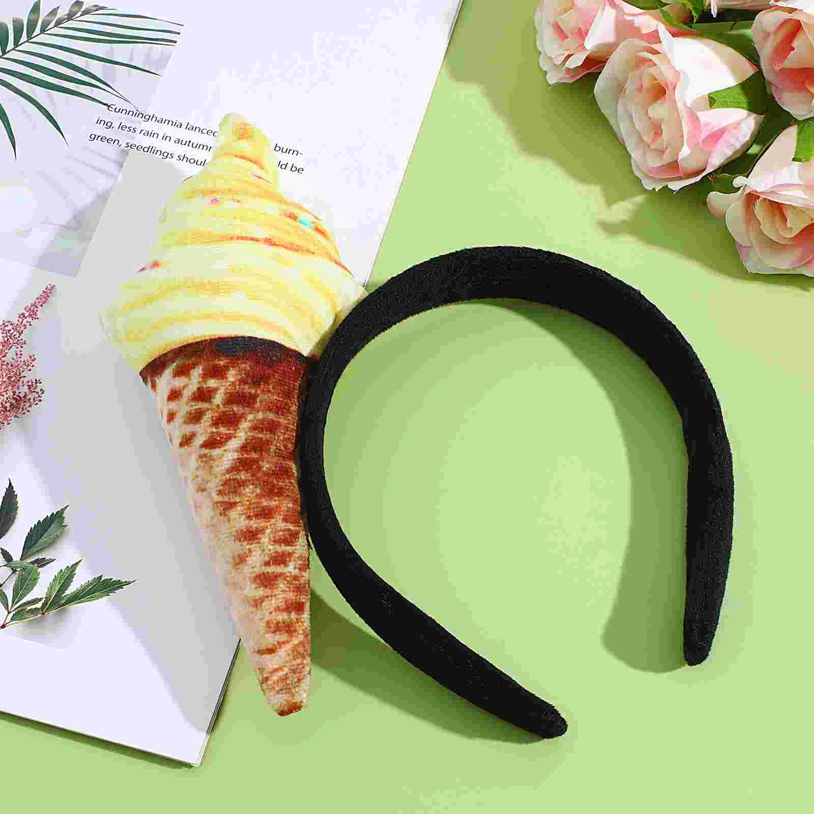 1 pcs Yellow Ice Cream Headband Multi functional Face Wash Makeup Soft Fabric Firm Headband Design Wide Application for Women