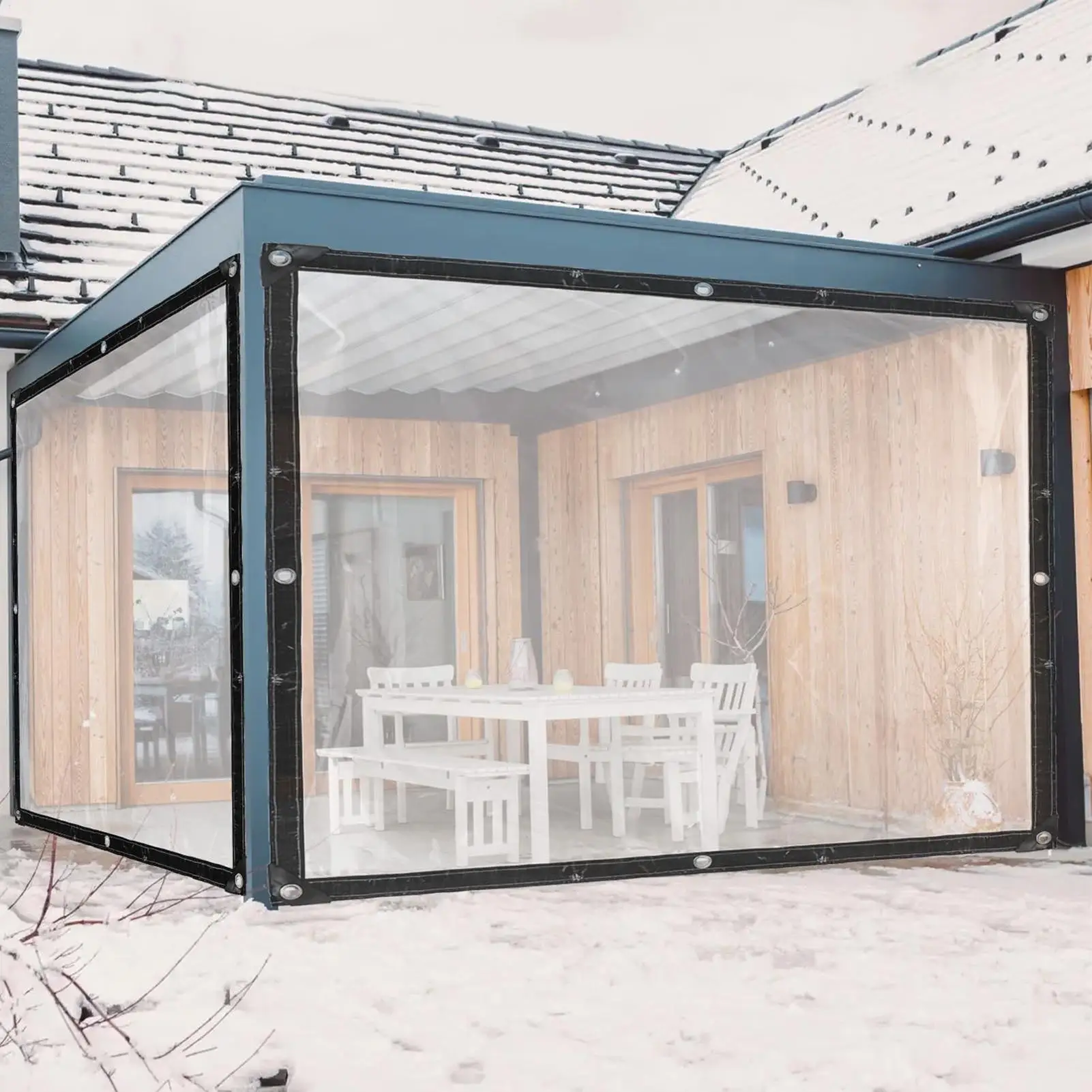 

Прозрачный толстый водонепроницаемый брезентовый дождевик, ветрозащитный и снегозащитный, подходит для террасы, растений, курицы, дома, сада, крыльца