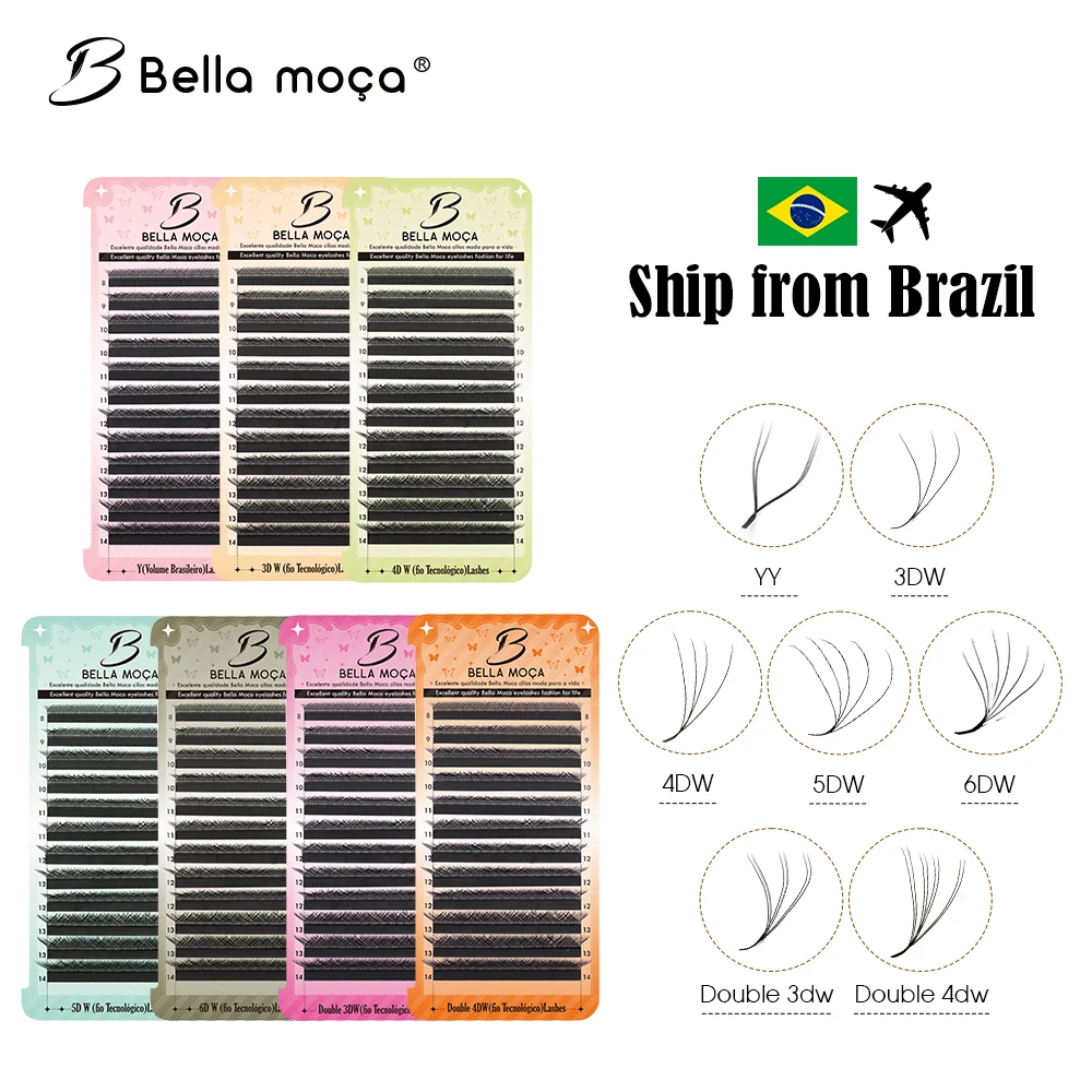 Bella moça 10Pcs/Lot 3D/4D/5D/6D/8D W Lashes 0.07 D Curl Natural Soft Professional Lashes Shipping From Brazil