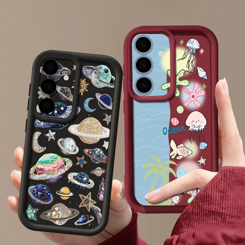 Case For Samsung Galaxy S26 S25 S24 S23 Ultra S22 S26 Plus S25 Edge S24 S21 FE Little Fish Whale Pattern Soft TPU Phone Cover