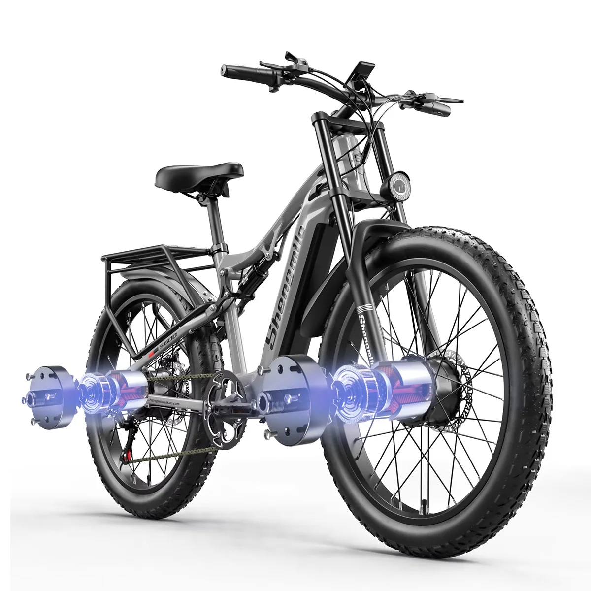 Shengmilo 48V 2000W 30mph Two Motors E-bike S600 With 17.5AH 62Miles 26inch Tire 7spped Dual Disc Brake Mountain Electric Bike