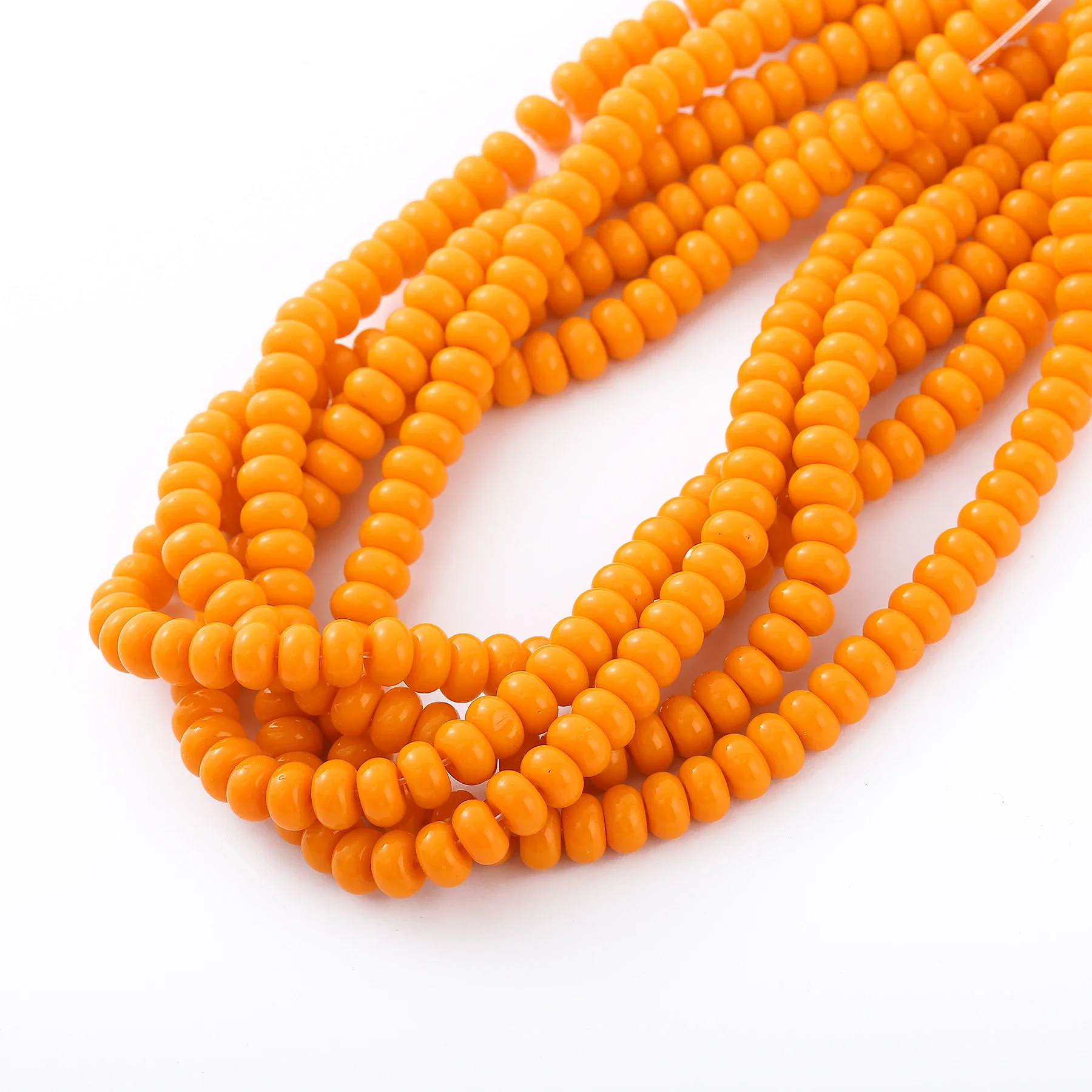 76pcs Wheel Beads 5x8mm Hand String Glass Buddha Beads Smooth Flat Round Beads Crystal Abacus Beads  Jewelry Accessories