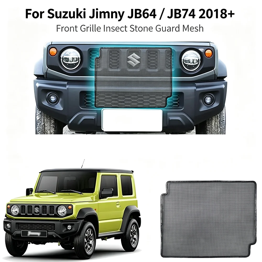 Front Grille Insect Bug Net Stone‑Proof Mesh For Suzuki Jimny JB64 JB74 2018+ Front Radiator Guard Off‑Road Exterior Accessories