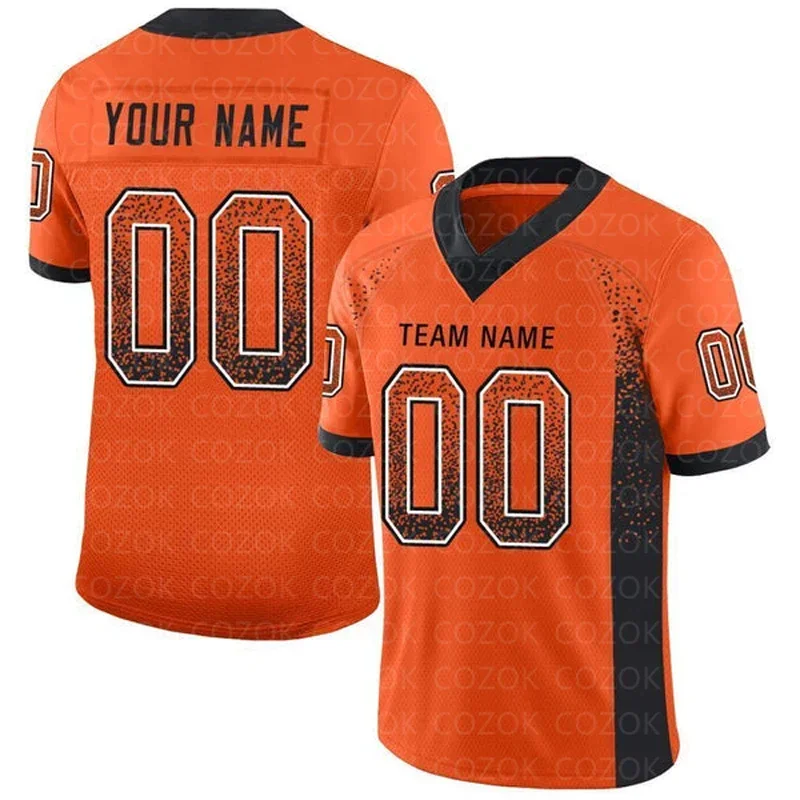 

Orange Customized Football Jersey for Men Women Football Short Sleeves Athletic Unisex Tee Shirts