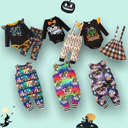 New Halloween Baby Clothes Newborn Romper Horror Theme Pumpkin Bat Ghost Summer Autumn Infant Set Baby Boy and Girl Outfit 3-18M