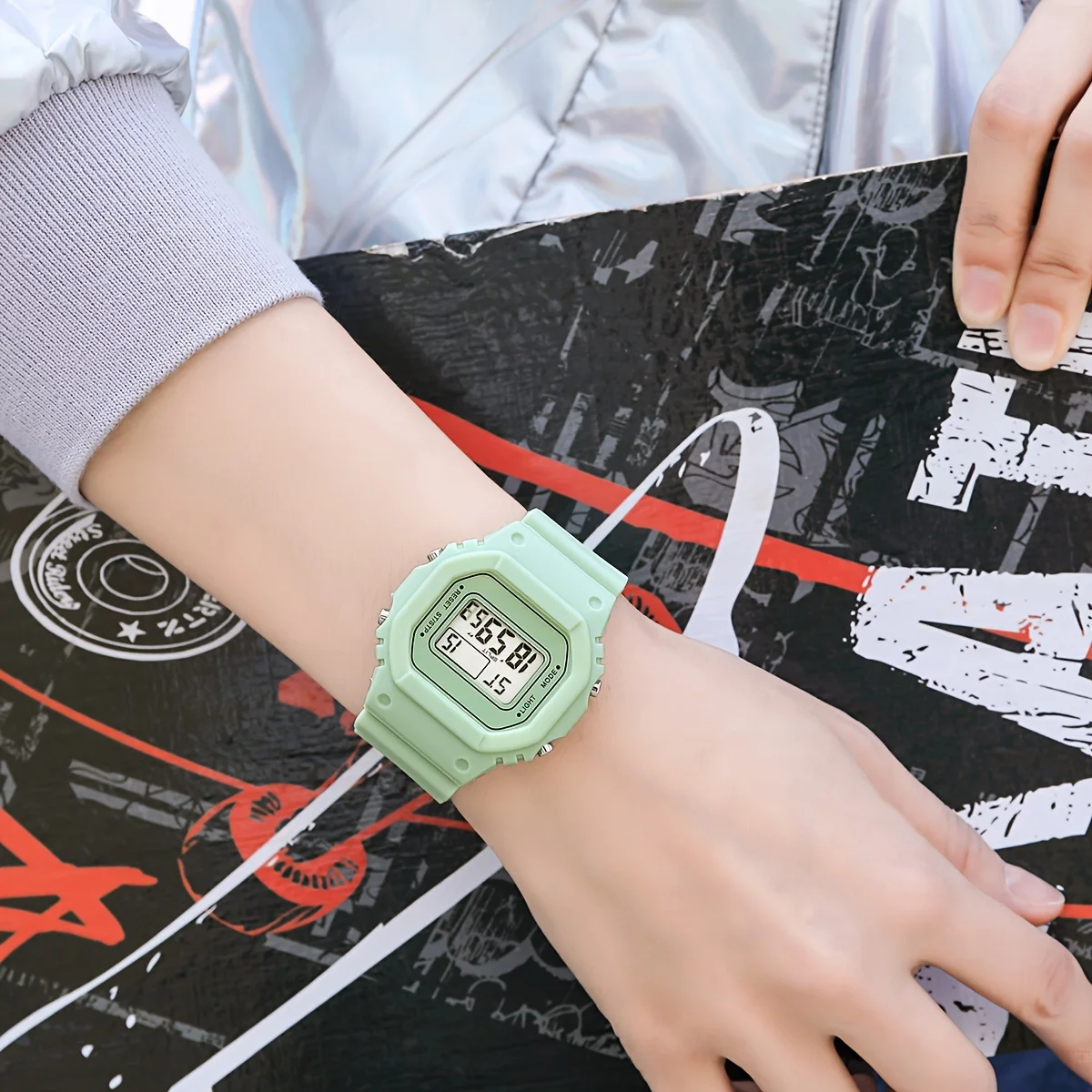 Women's Waterproof Multifunctional Digital Sports Watch Fashion Square Design Simple Electronic