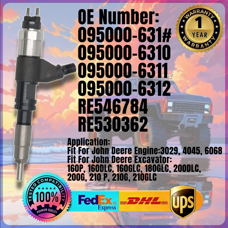 1PC Fuel Injector 095000-6310 095000-6311 RE546784 RE530362 for John Deere 4045T 6068T Engine 210G Excavator
