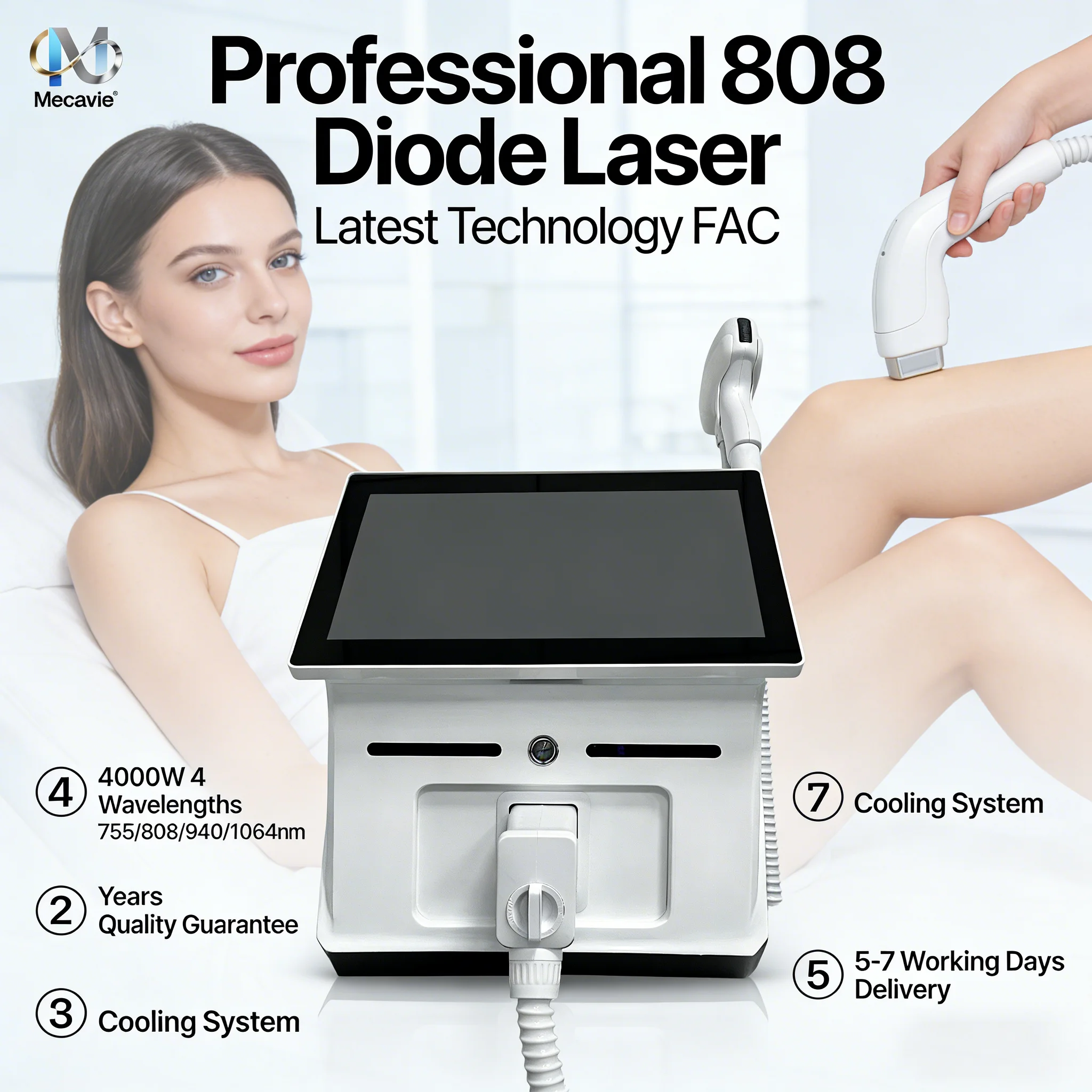 

Система охлаждения с 4 длинами волн, новейший диодный лазер 808 нм для удаления волос, лазерный аппарат для эпиляции, абсолютно новый, Black Ice Platinum