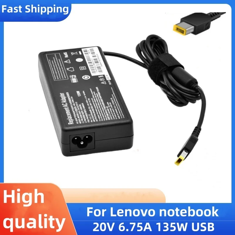 20V 6.75A 135W USB Laptop Ac Adapter Charger for Lenovo Y40-70 Y40-80 Y50-70 Y50-80 Y70-70 Y70-80 Y520-15 Y530-15 Y70-70 Y70-80