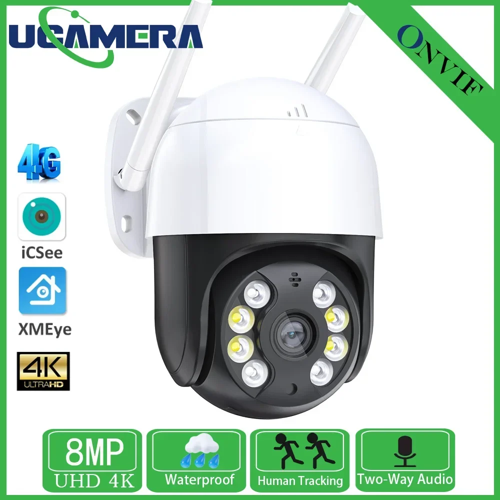 

4K WIFI PTZ Security Camera 4G 8MP 4MP AI Human Detect Wireless Surveillance Camera with SIM for Outdoor Security Protection