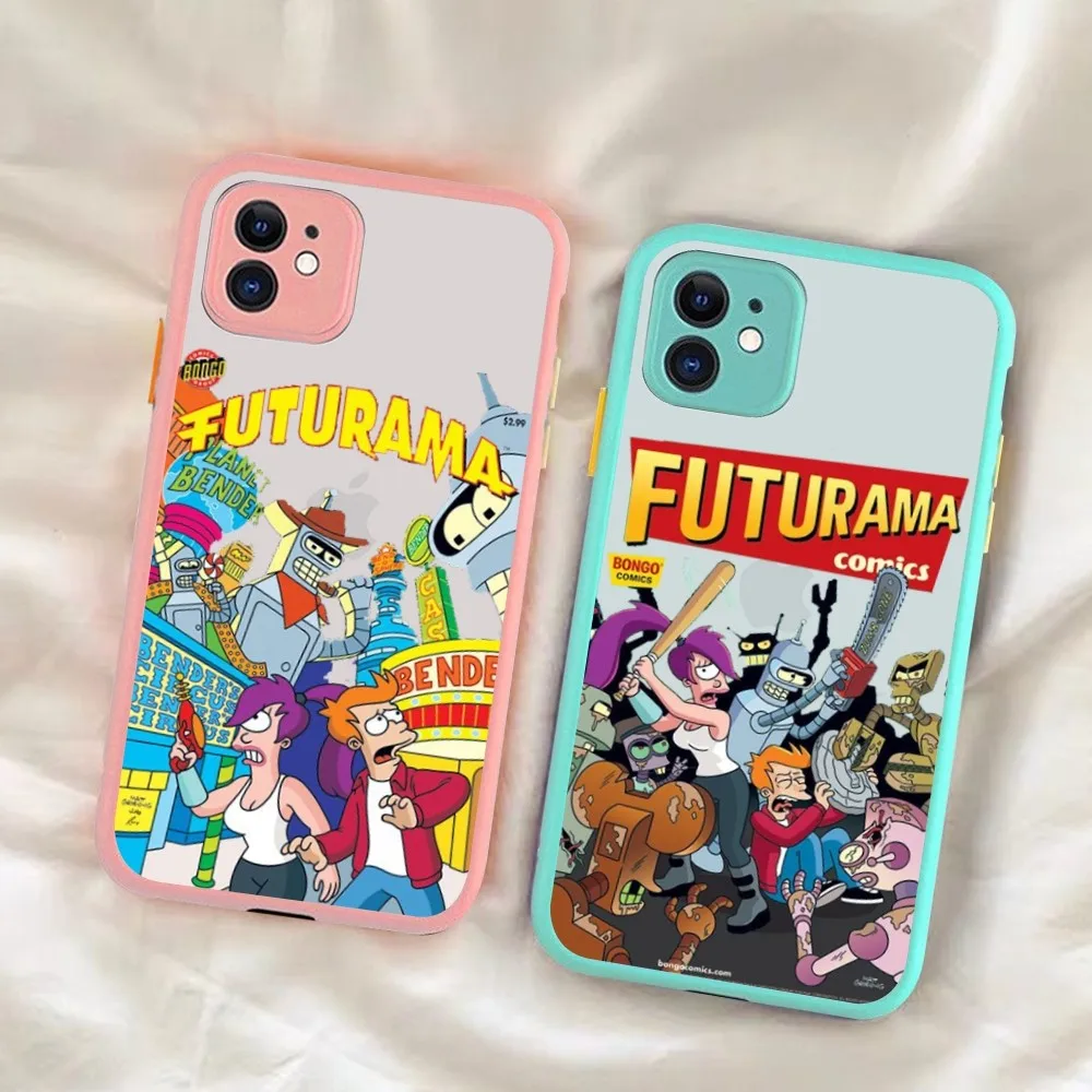 Cartoon F-Futuramas Phone Case for iPhone 14 11 12 13 Mini Pro Max 8 7 Plus X XR XS MAX Translucent Matte Cover