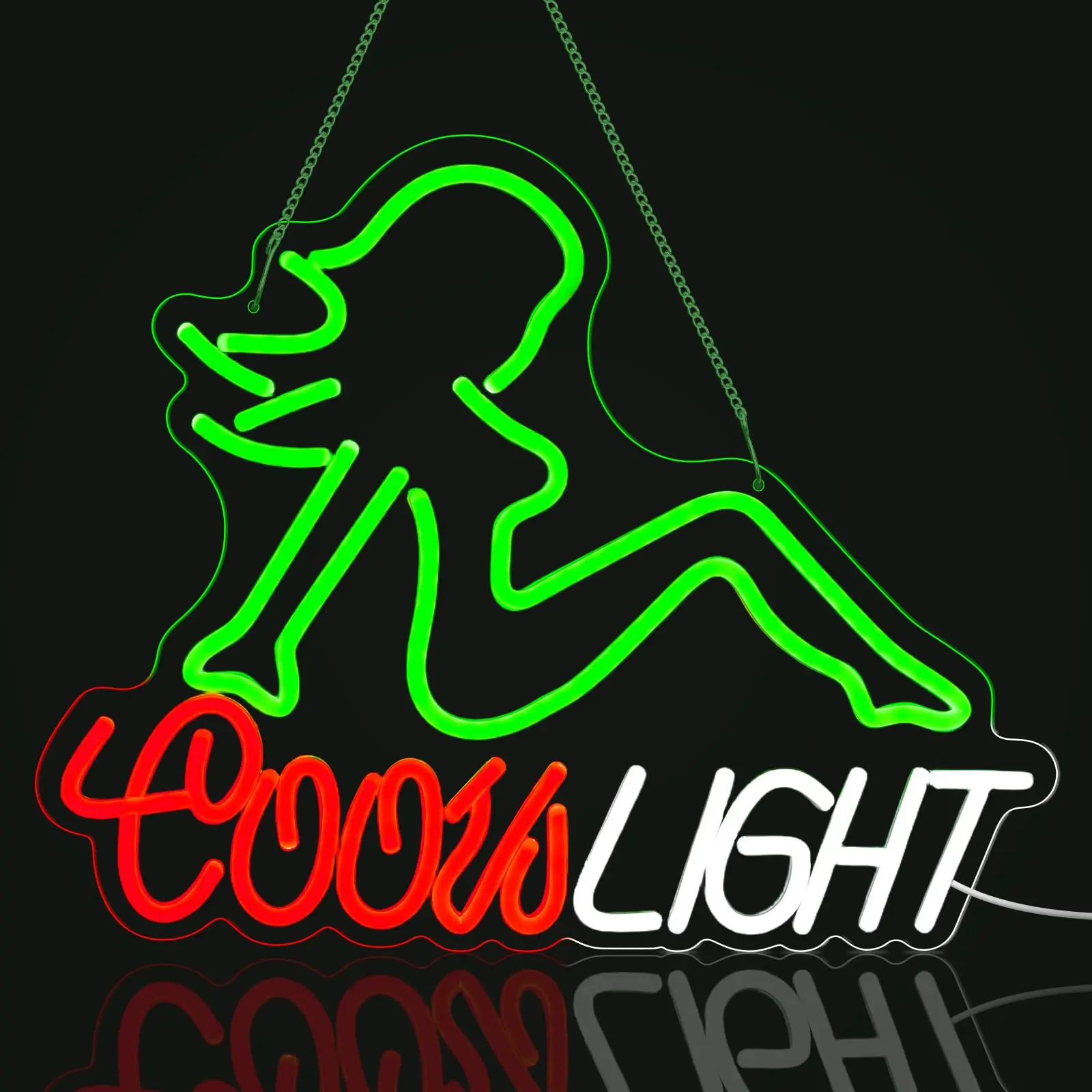 Crs Neon Sign, Beer LED Light for Man Cave Bar Decor Green Lady Neon Lights for Bar Wall Art for Beer Pub Restaurant Party Decor