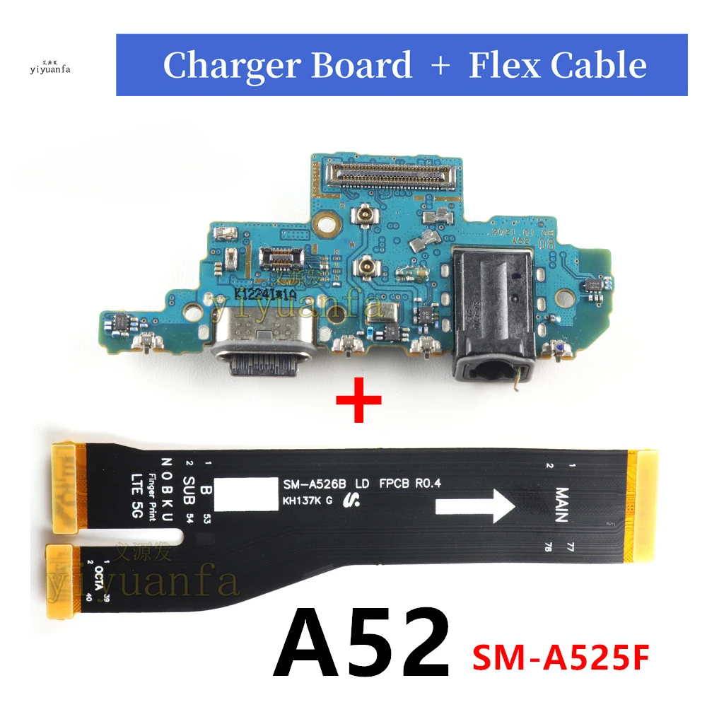 

For Samsung Galaxy A52 A525 A525F USB Micro Charger Charging Port Dock Connector Mainboard Main Board Flex Cable