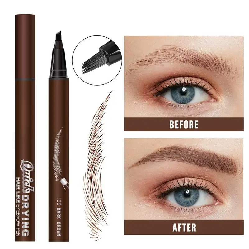 Lápiz de cejas Microblading, lápiz de cejas líquido resistente al agua, lápiz de cejas duradero, lápiz de cejas de 4 tenedores, lápiz de cejas Natural salvaje