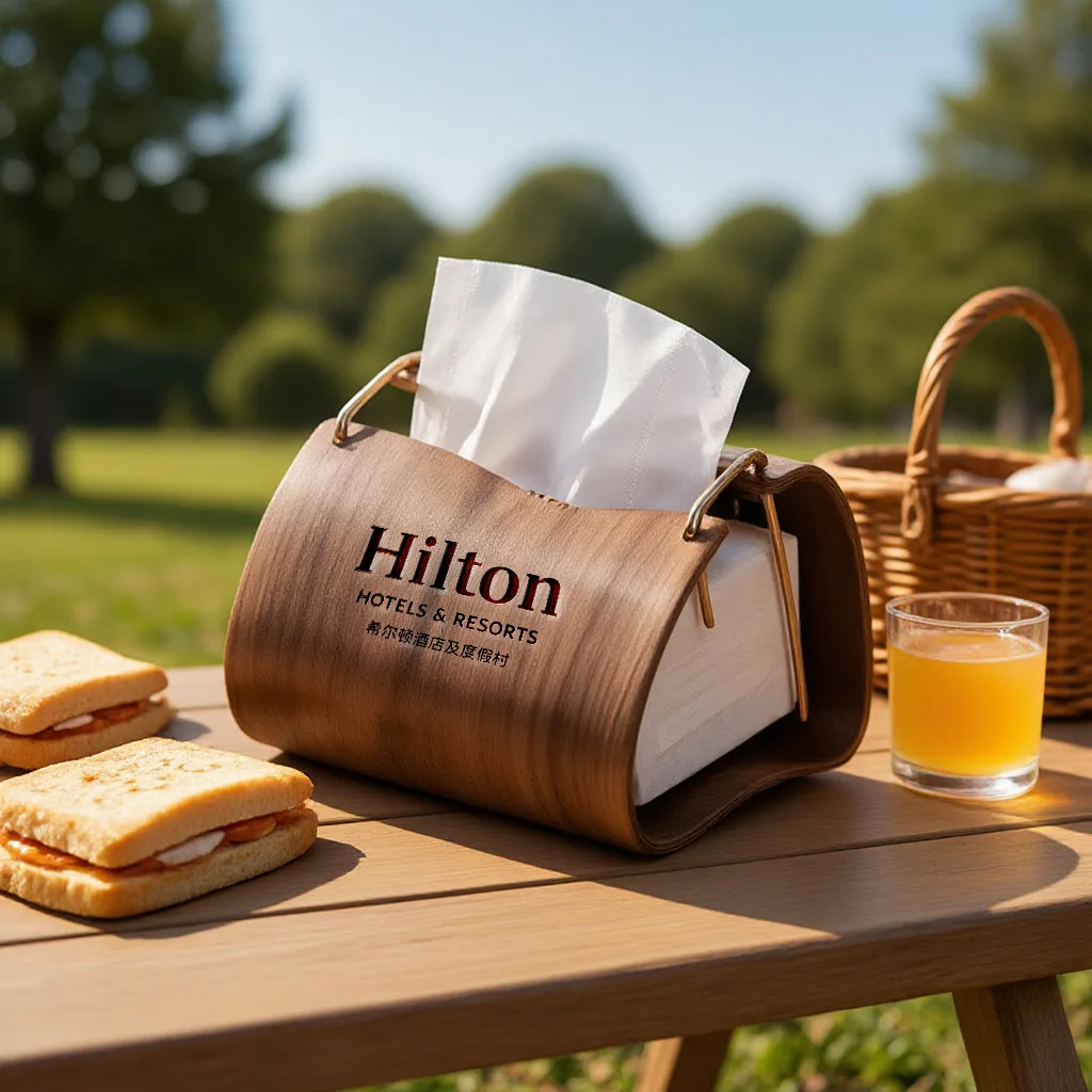 

Creative Wooden Paper Homestay Hotel Soft Decoration With Desktop Storage Aesthetic Wooden Tissue Box