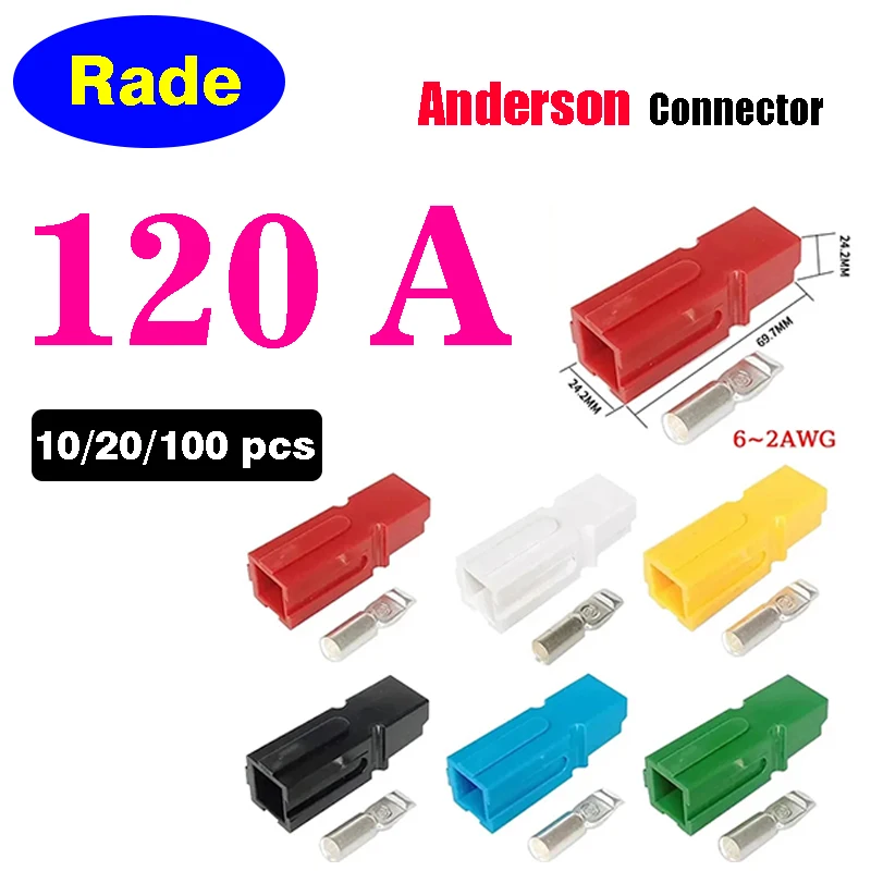 

10/20/100PCS 120A 600V For Anderson Type Single Pole Power Charge Connector Forklift Power Plug Car Battery Charge Plug