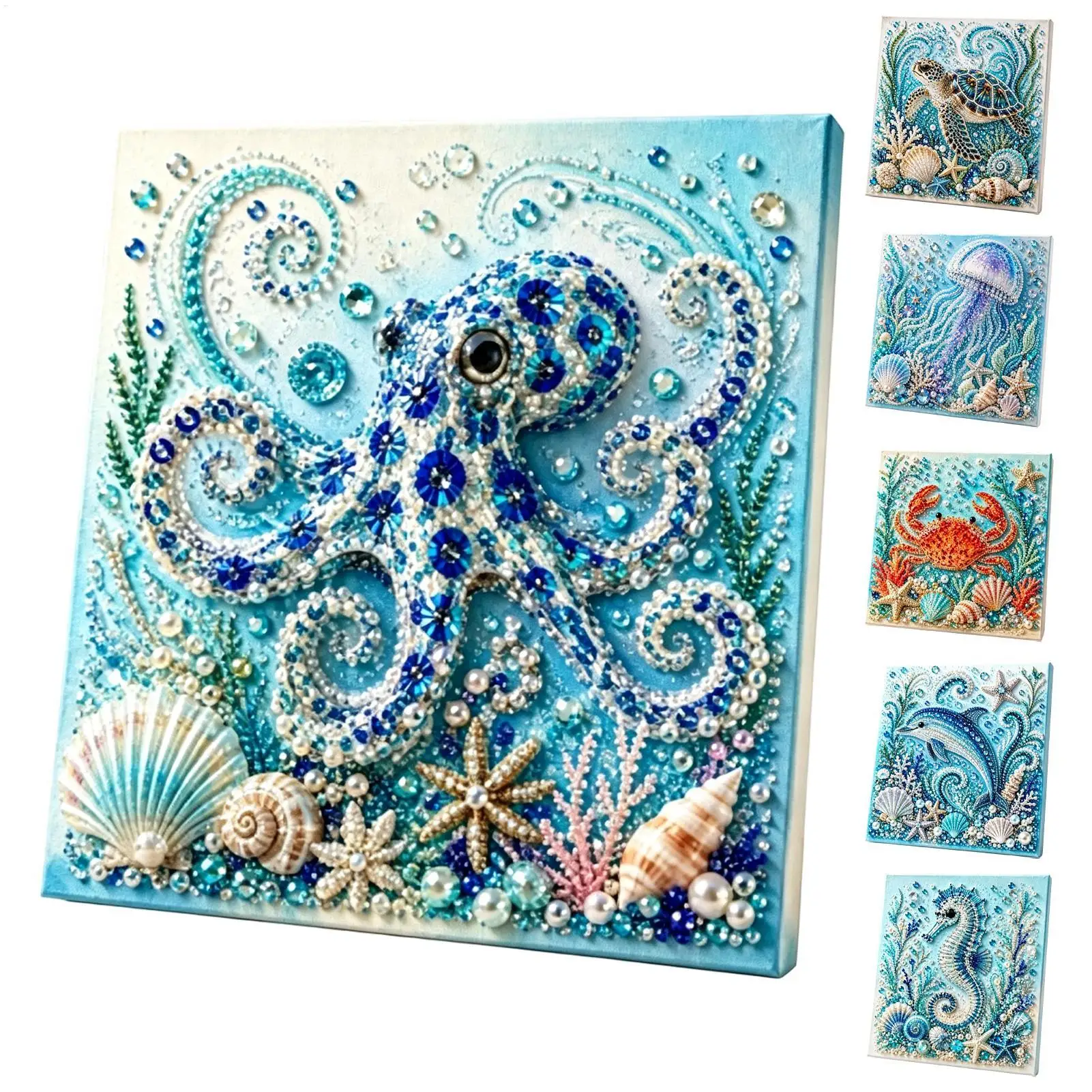 Ozean-Thema Perlen-Kunst DIY-Set Perlen-Malerei-Kit Perlen-Bastelset Wandkunst-Dekorationszubehör Oktopus/Meer ​ ​ Schildkröte