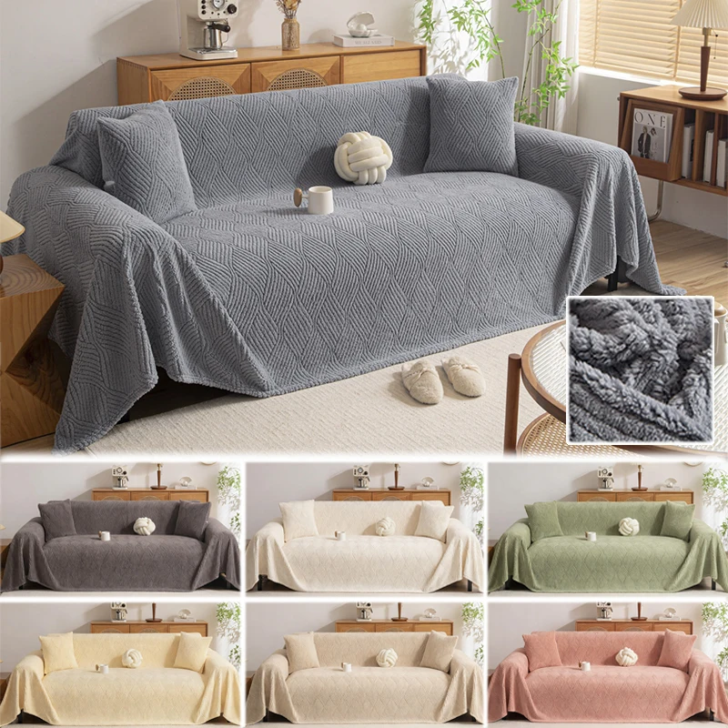 

Luxury Milk Velvet Sofa Cover Thick Plush Fabric Stretchable Slipcover Washable for Loveseat Recliner Multi Purpose Home Decor