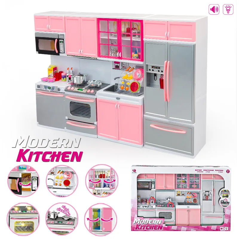 

Children's Kitchen Toy Set Simulation Mini Kitchenware Refrigerator Model Girl's Play Toy Gift Box toys 14+y