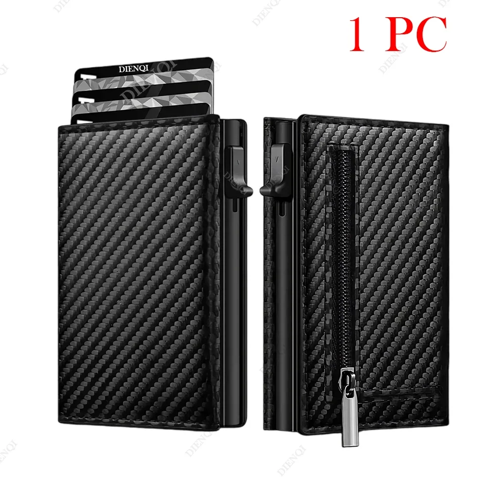 Rfid Men Wallet Credit Card Holder Money Bag Luxury Carbon Fiber Id Bank Cardholder Coin Purse Black Minimalist Wallet for Men